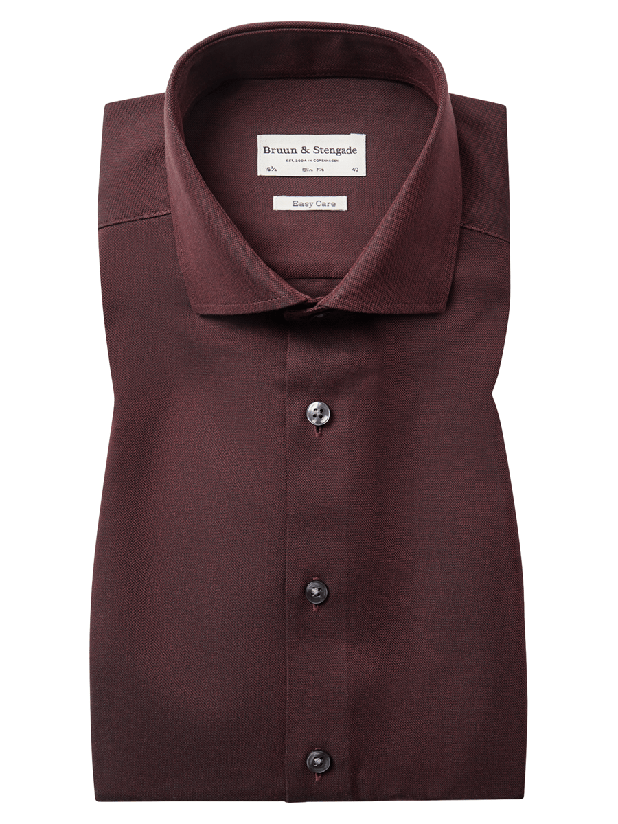 Bruun & Stengade Skjorter 2502-15018-bordeaux_38 - Bygholm Menswear